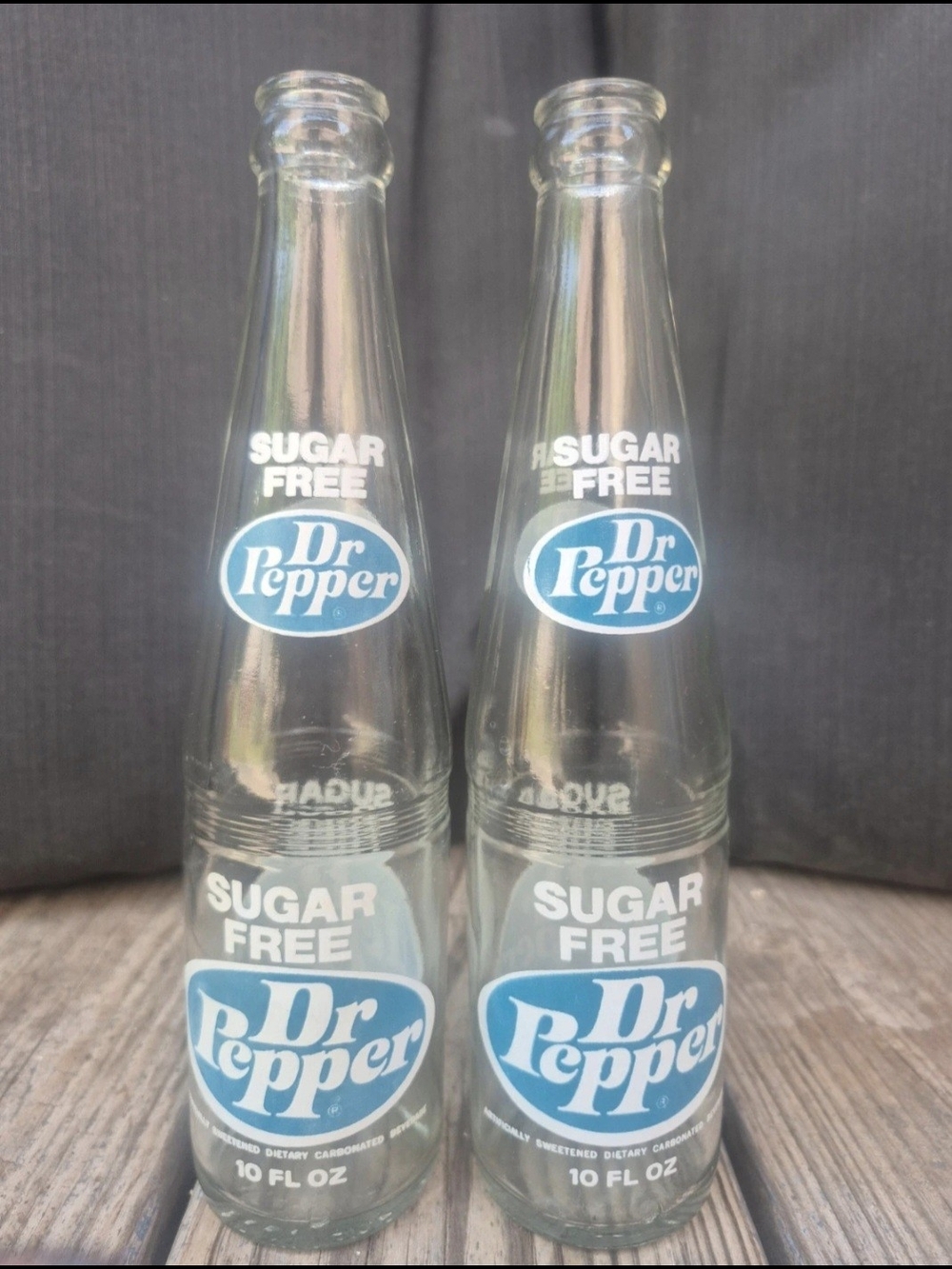 Dr Pepper Sugar Free 10 fl oz Vintage Glass Bottles - Blue Logo